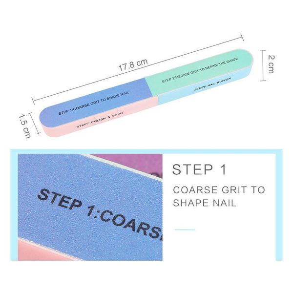

7 different grit nail file buffer block colorful nail art polish sandpaper strip set polishing f qyllke