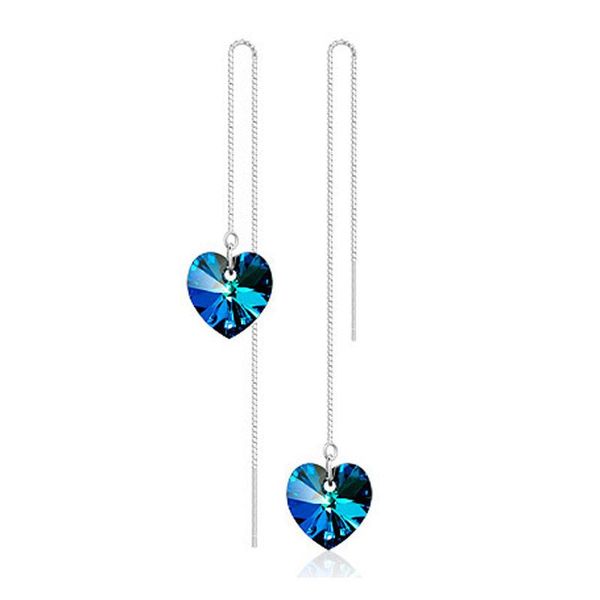 

dangle & chandelier women heart crystal long earrings for wedding jewelry 925 sterling silver ear line party brincos bijoux
