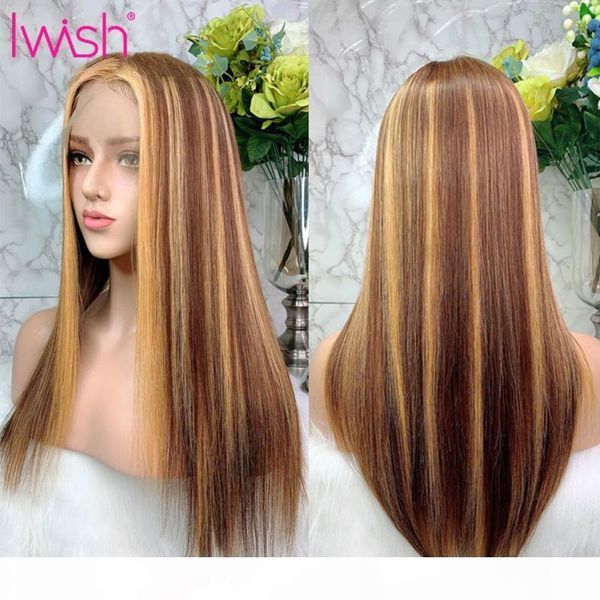 

ombre highlight wig 13x1 transparent lace front wig straight 150% malaysian remy hair ombre brown honey blonde human hair, Black;brown