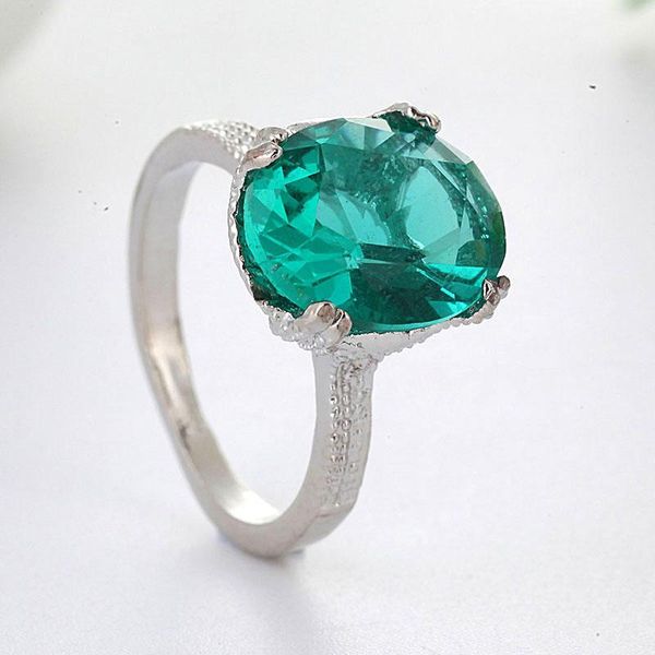 

wedding rings green crystal stone ring sliver color round morganite for women gifts jewelry princess anel zirconia z5x717, Slivery;golden