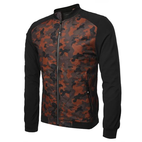

men's jackets fashion casual men jacket stand collar cutout camouflage four seasons xs s m  t041, Black;brown