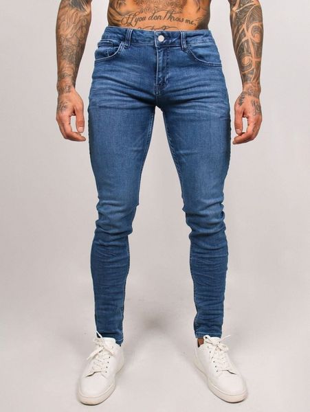 

men solid skinny jeans p21b#, Blue