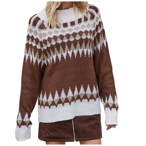 

jaycosin women fashion o-neck stripe leopard print pullover knitted casual comfortable long sleeves sweater 20201, White;black