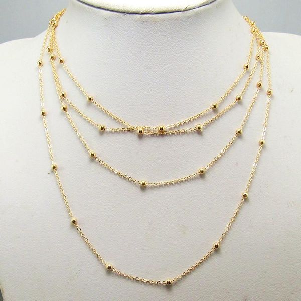 

2020new multi layer bead fashion golden necklace woman birthday present, Silver