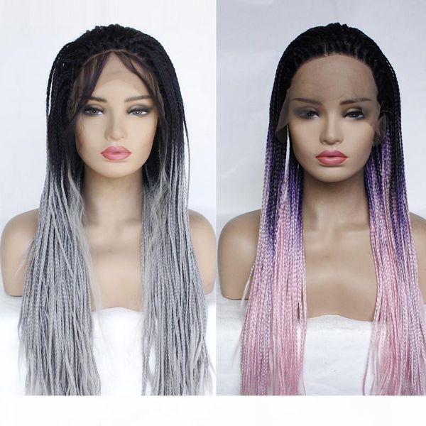 

14 16 18 20 22 24 26 28 inch color crochet hair box braids ends synthetic hair for braid gradient dyed two three strands of braided hair br, Black;brown