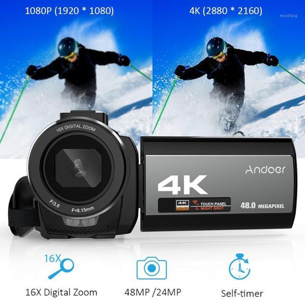

andoer 4k digital video camera camcorder ultra 48mp 3.0 inch ir infrared night-s16x digital zoom with rechargeable battery1