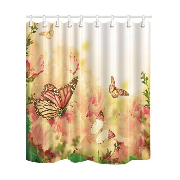

butterflies flower creative design bath curtains waterproof polyester fabric washable bathroom shower curtain screen with hooks