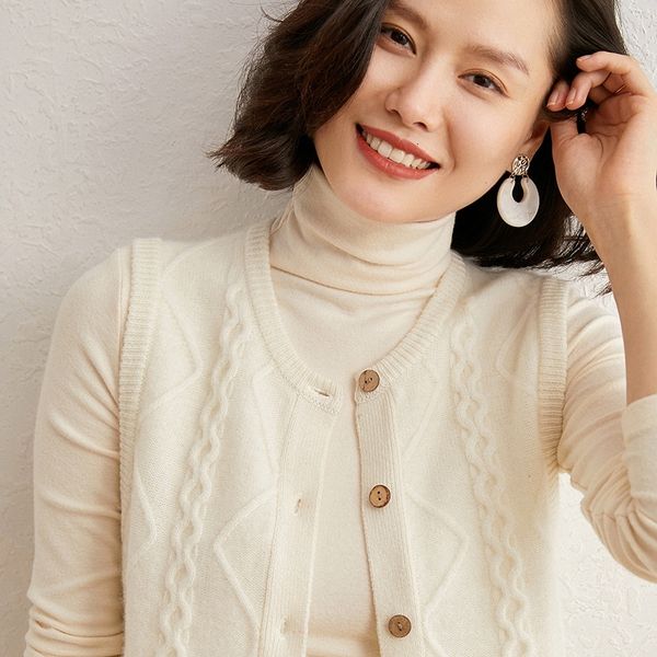 

2021 winter/autumn 100% pure cashmere goat cardigans new fashion oneck sweaters standard female mesh sizes zfp7, White;black