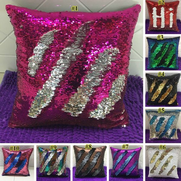 

double sequin glamour square case cushion cover home sofa car decor mermaid pillow covers without core owe721