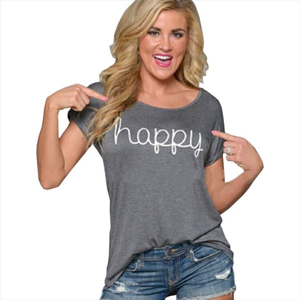 

t shirt women 2021 vintage friends letter happy letter print t shirt summer tshirt cloth dropshipping ropa mujer t009, White