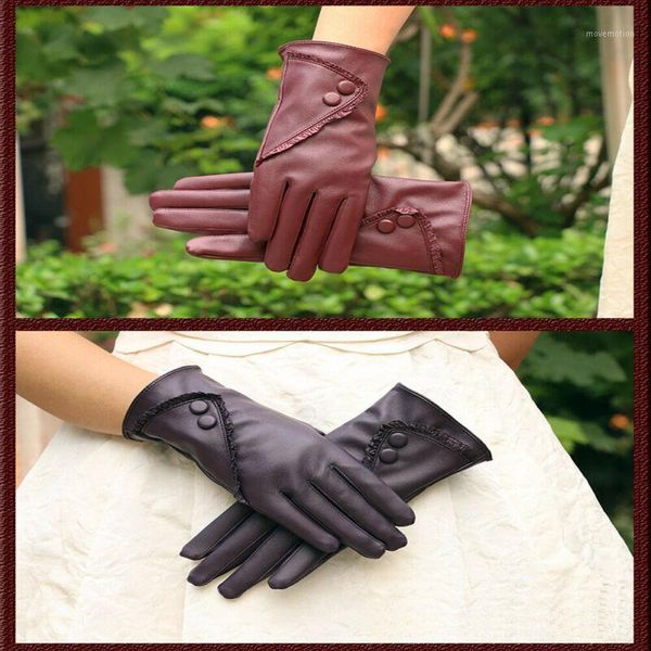 

ladies leather gloves women real soft fleece lined winter casual driving warm1, Blue;gray