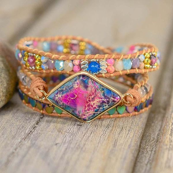 

boho leather wrap bracelets w/ nautural stone tibetan beads wristband bracelet teengirl women jewelry bijoux dropshipping, Golden;silver
