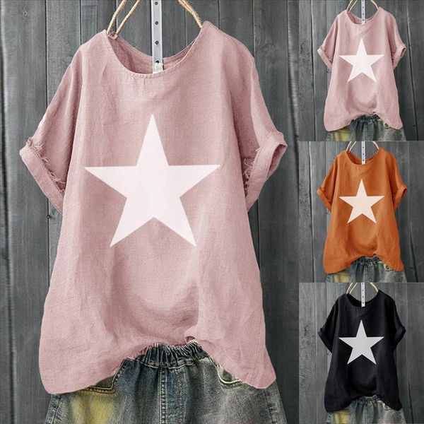 

tshirt women loose star print plus size casual beach vintage funny t shirt poleras camiseta women harajuku t shirt haut, White