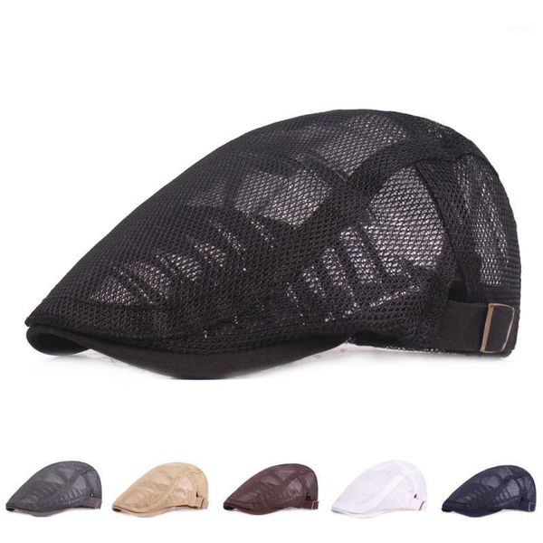

summer beret hat men women lvy flat cap vintage news boy hat adjustable breathable sun duckbill caps gorras hombre1, Blue;gray