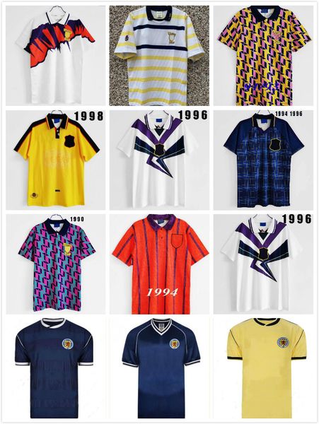 

1986 1995 scotland retro soccer jersey world cup equipment home blue kits 1996 1998 classic vintage scotland retro football shirt, Black;yellow