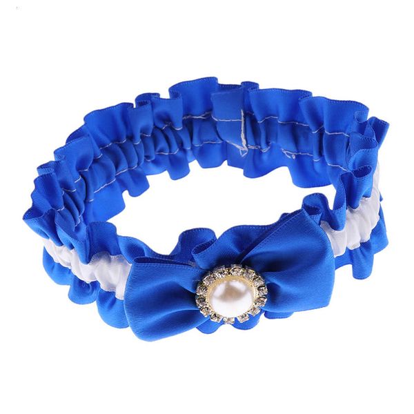 

prettyia navy blue stretchy charming for wedding bridal bow garter prom accessories, Black;white