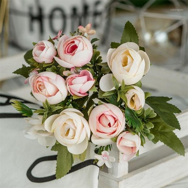 

decorative flowers & wreaths artificial rose silk flower bouquet for home wedding decoration european vase table arrangement fake flowers1