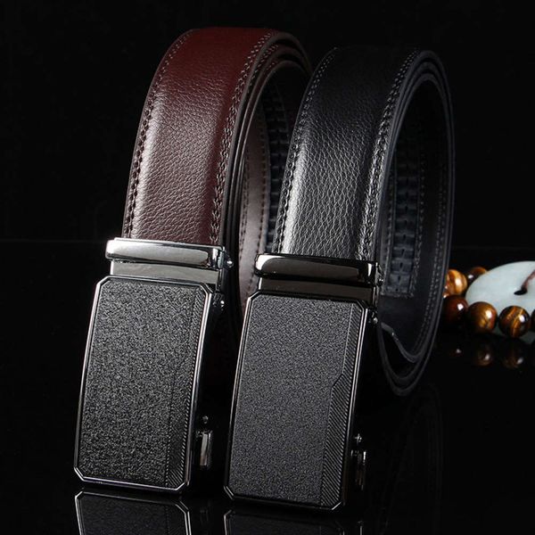 

men's new korean business auto buckle leather belt can be used for middle-aged and young people's trouser belt, Black;brown