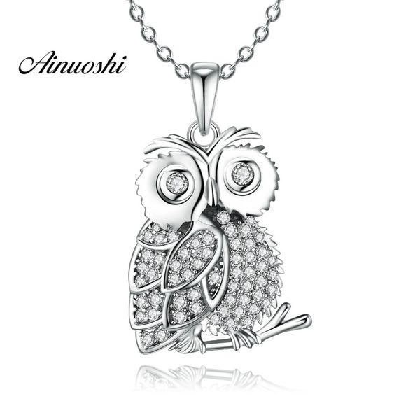 

ainuoshi luxury 925 sterling silver pendant necklace for women lovely eagle nighthaw long chain necklace wedding silver jewelry y200107