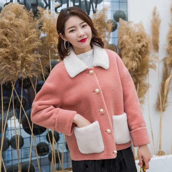 

women winter faux wool overcoat casual warm single breasted fashion thick warm fur ladies coat m11, Black
