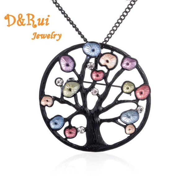 

pendant necklaces statement necklace for women colorful enamel tree jewelry long black chain christmas gifts 2021 accessories, Silver