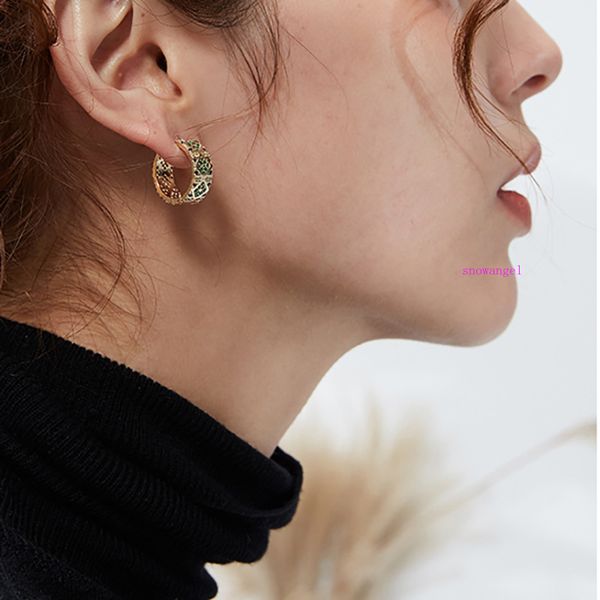 

colorful stripes small earring earrings retro fashion ring earrings tribal national wind geometric pattern color drill, Silver