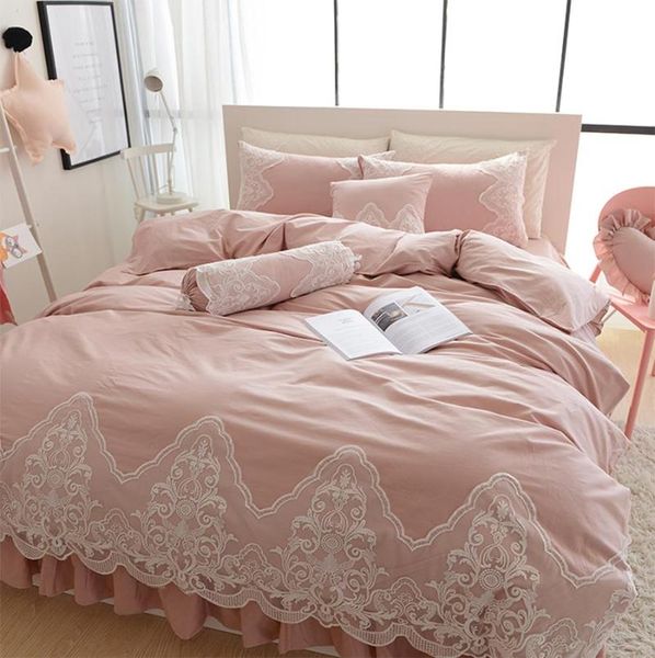 

rustic floral single double cotton bedding set,twin full  king pink purple home textile bed dress duvet cover pillow case