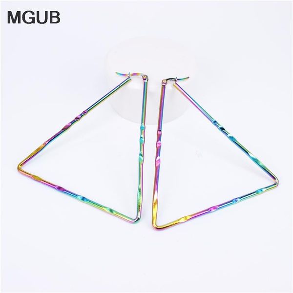 

мода женщина девушка модный большой обруч серьги big гладкий треугольник серьги бренд петля из нержавеющей стали ювелирные изделия lh829, Golden;silver