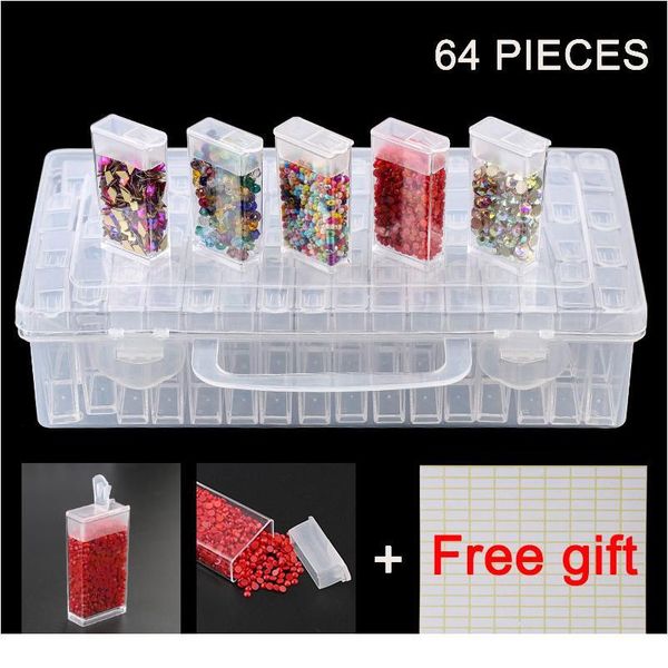 

plastic container storage box diamond painting accessories with bottles diamant painting box holder jewelry rectangle qylogx, Black;white