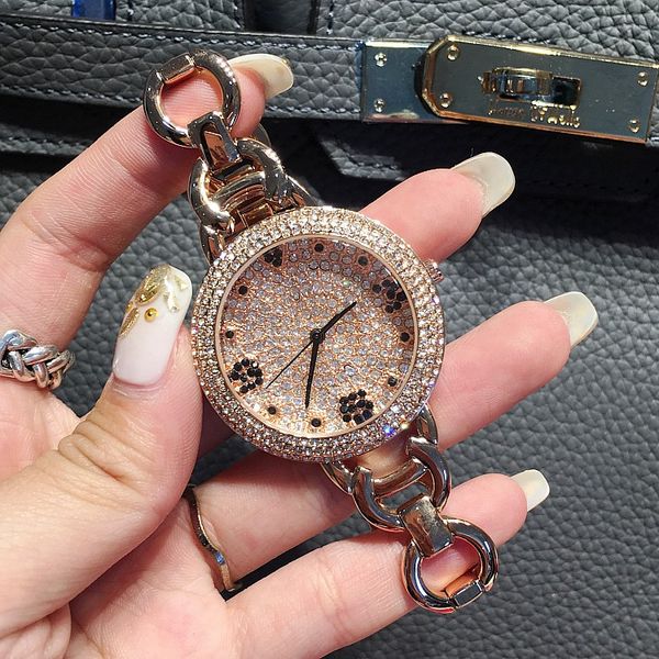 

mashali watch new diamond drill dial diamond watch lady fashion trend watches full diamond rose gold watches steel watch, Slivery;brown
