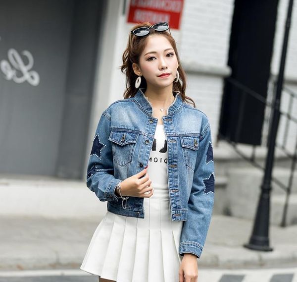 

Spring Autumn New Single Women Denim Short Top Jacket 9r1r, Black;brown
