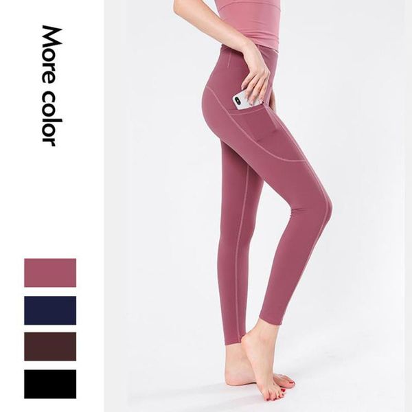 

yoga outfits sports pants women side pocket running girls black slim leggings female long gym tights1, White;red