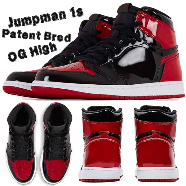 

jumpman 1 1s high og basketall shoes patent bred sneakers mens womens trainers with box keychain tag