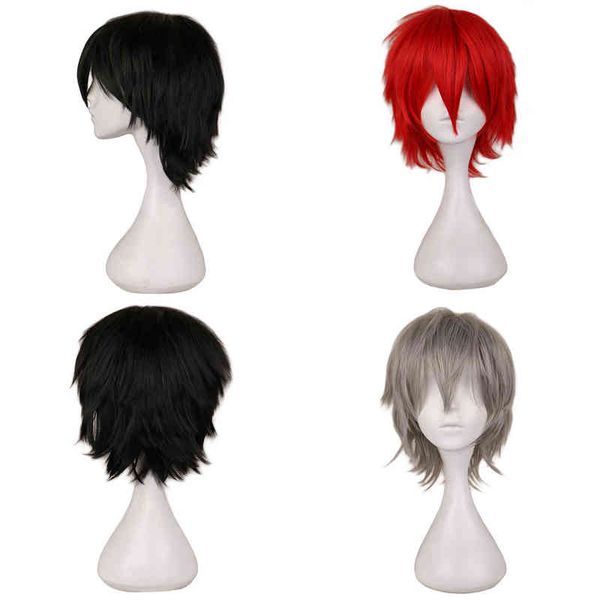 

hair synthetic wigs cosplay qqxcaiw black white purple red short hair cosplay wig male party 30 cm high temperature fiber synthetic wigs 220