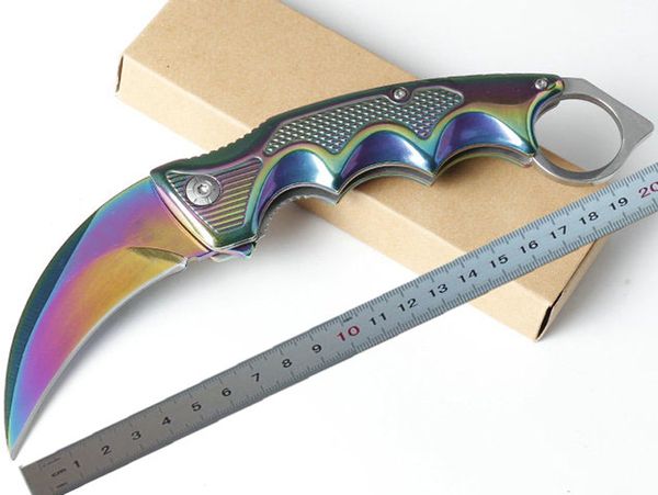 1 pz lama pieghevole artiglio coltello 440C lame rivestite in titanio acciaio + manico in alluminio Karambit coltelli tattici di sopravvivenza all'aperto