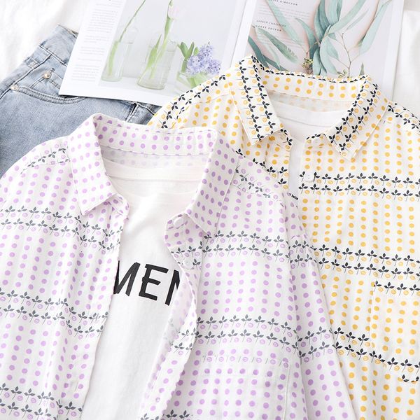 

2021 new otton yarn shirts women floral print blouse lady female clothes outwear spring news p9n8, White