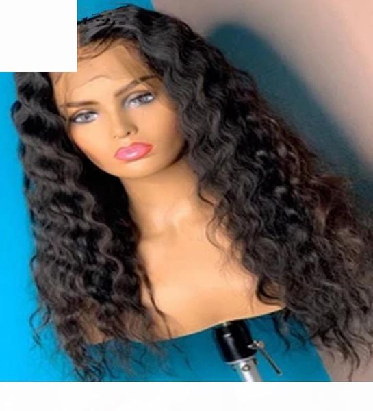 

natural black middle part lace front human hair wigs with baby hair 5*5 pu silk base wig kinky curly for women, Black;brown