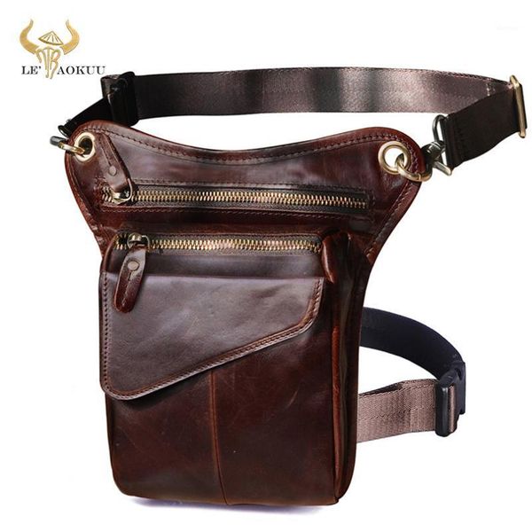 

waist bags luxury genuine leather men design coffee classic shoulder sling bag multi-function fashion travel belt pack leg 211-31