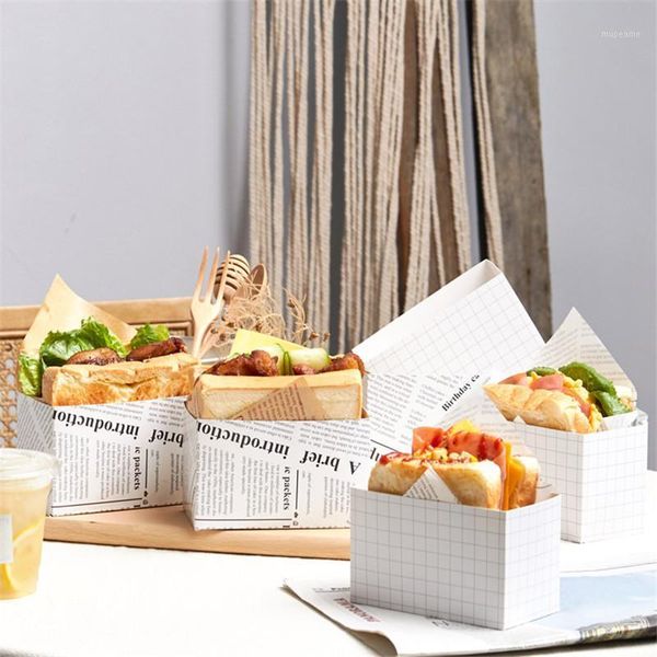 

gift wrap 10pcs hamburger wrapping box deli toast bread forsandwich breakfast packaging paper prevents stains restaurant supply1