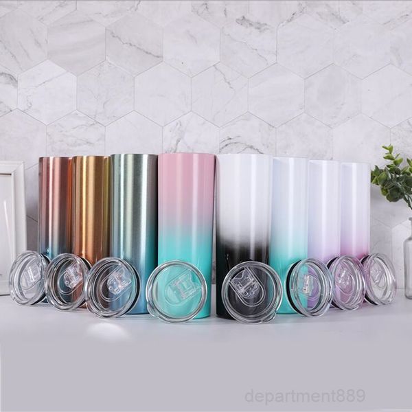 

gradient skinny tumbler stainless steel tumblers travel mug vacuum insulated beer coffee mugs sports water bottle with lid drinkware owd1660