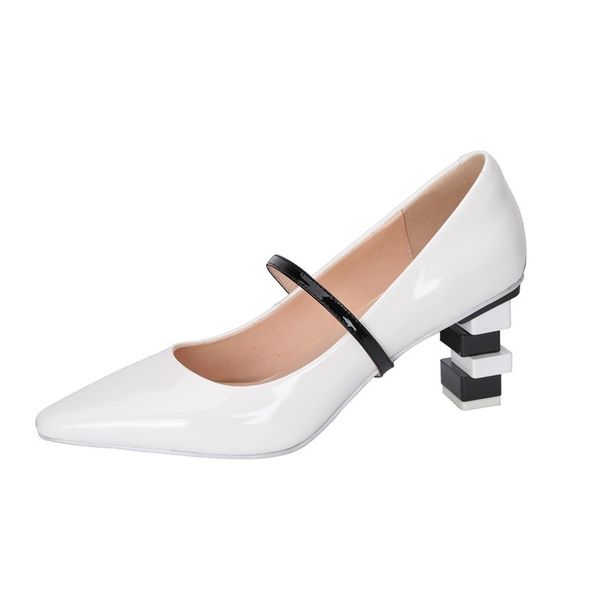 

2021 nova moda primavera vero sapatos femininos bombas alto apontou toe preto branco vestido festa casamento escritrio senhoras 0jux, Black