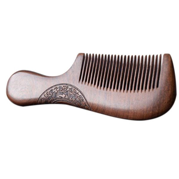 

sandalwood comb women men home travel wood anti-static fine-tooth comb wooden handles hair, Silver