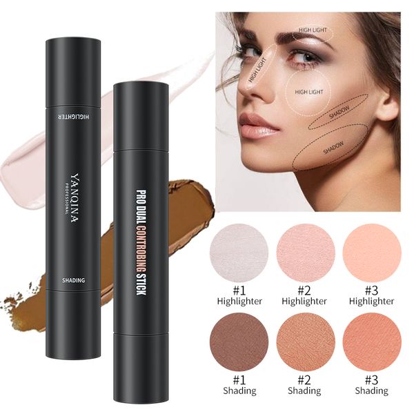 

yanqina face highlighter&bronzer stick shimmer powder creamy waterproof concealer glitter face contour face highlighter pen 0588