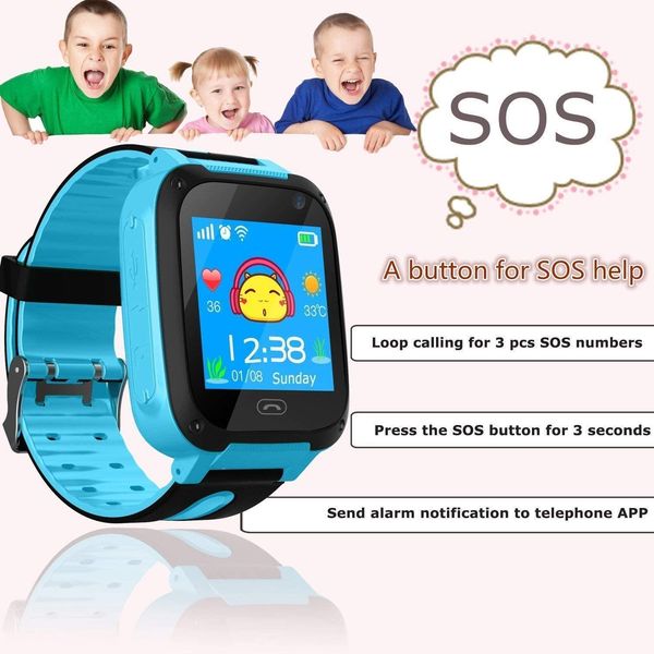 

4fds2awchildren's mobile phone, szbxd gps tracker touch screen flashlight sos camera clock voice chat smart watch - boys and girls
