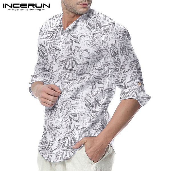 

incerun fashion men shirt printing long sleeve loose button streetwear casual brand shirts leisure 2020 camisa masculina c1211, White;black