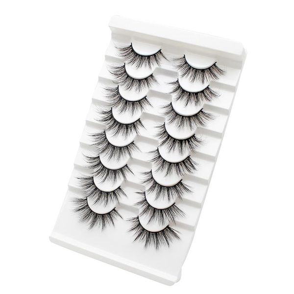 

false eyelashes 8 pairs fake mink natural bulk eye lashes vendor wholesale short volume silk wispy strip faux 3d
