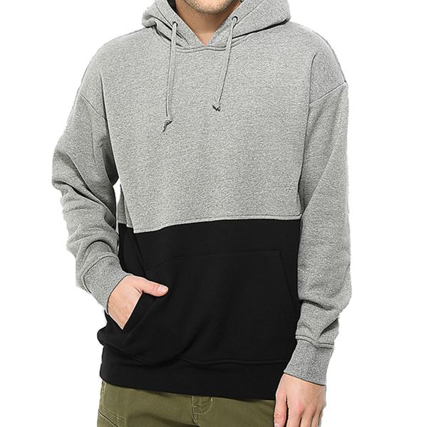 

new two color patchwork men's crew neck hoodie, Black