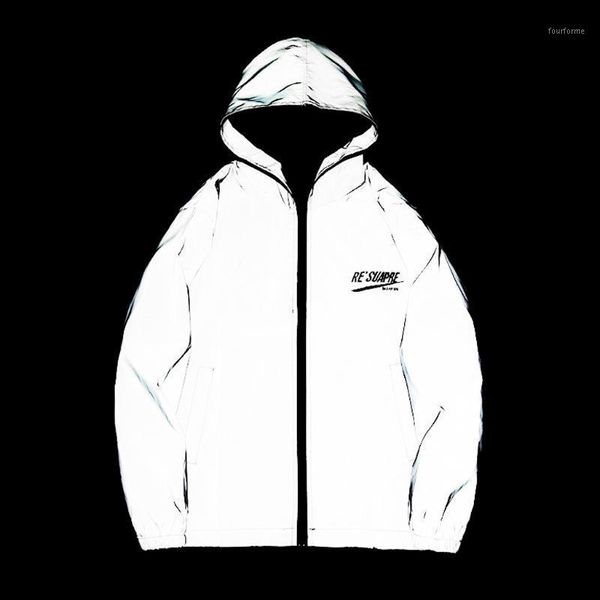 

men's jackets feitong 2021 autumn winter colth reflective men/women harajuku windbreaker jacketss hooded streetwear coat #7241, Black;brown