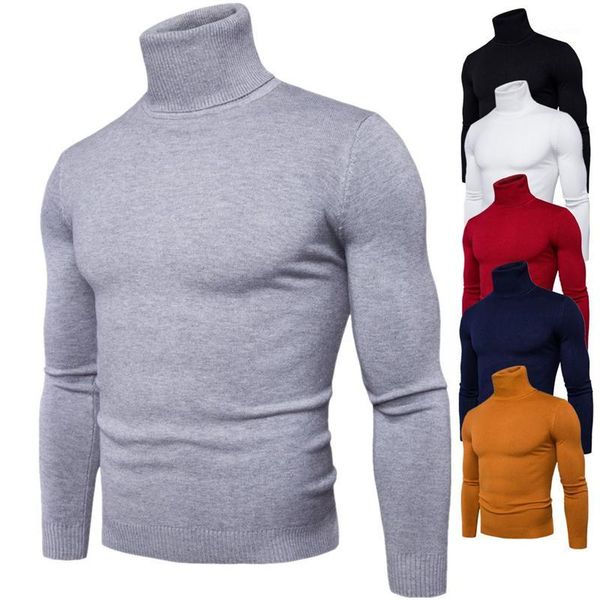 

2020 new winter men's sweater men's turtleneck solid color casual sweater slim fit brand knitted thick wool pullovers1, White;black