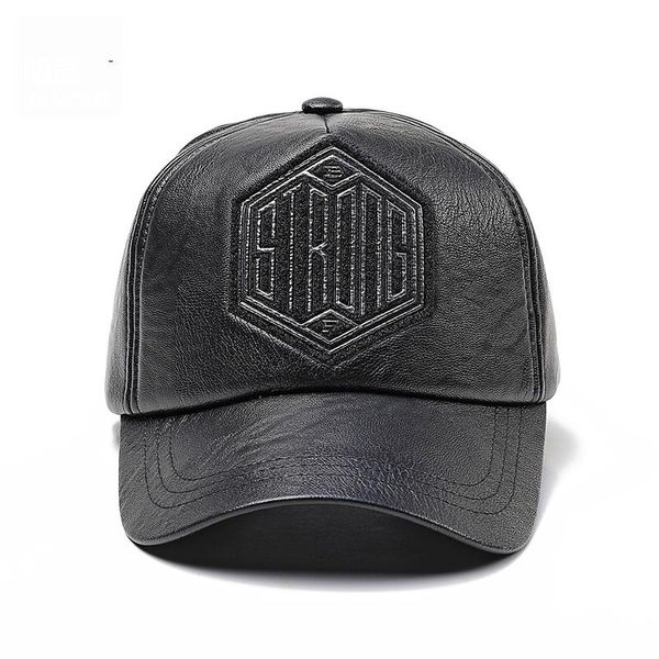 

jamont autumn winter hats pu leather baseball cap for men snapback hat gorras letter hip hop hat outdoor casquette h wmtjgd, Black;white